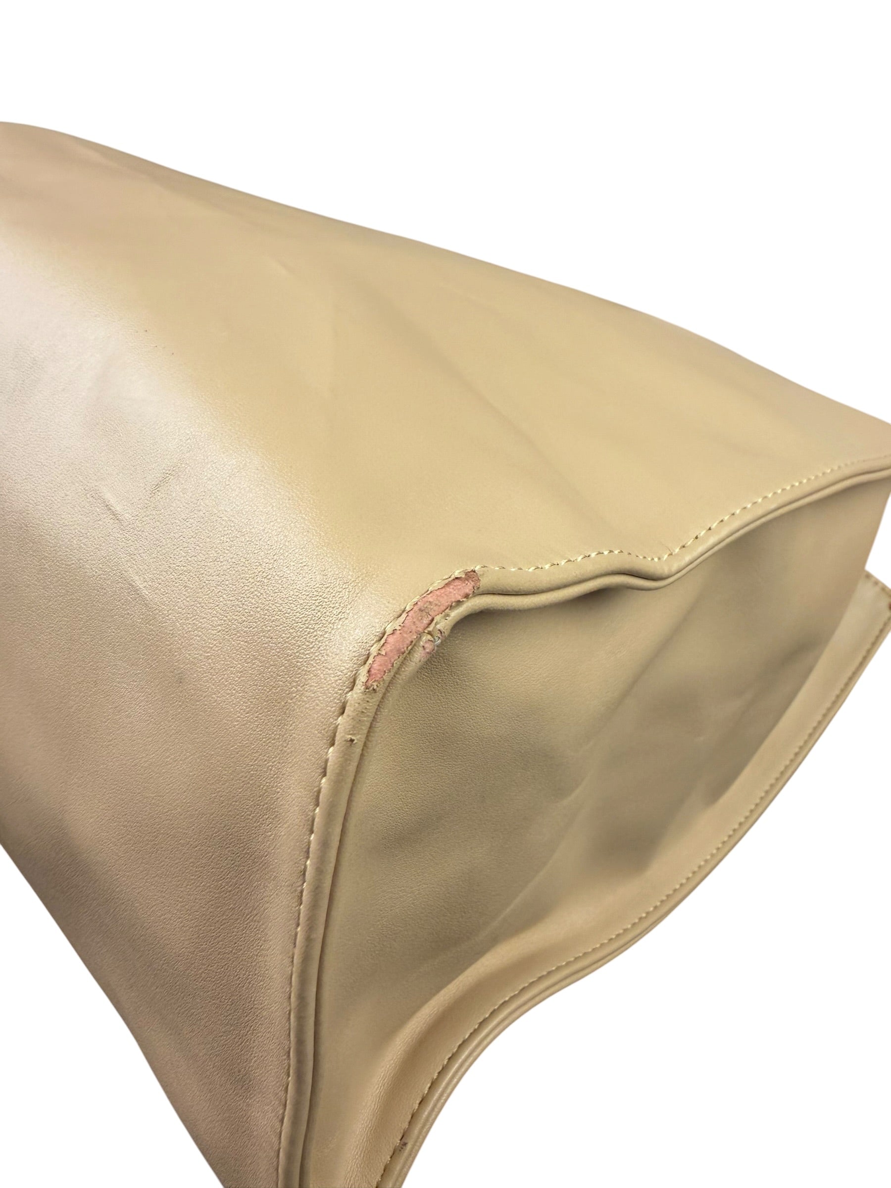 Telfar Cream Leather Medium Shopping Tote Bag