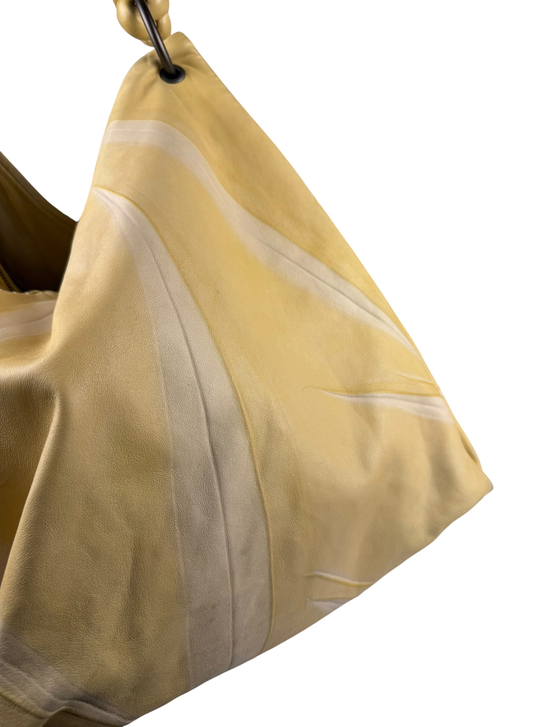 Bottega Veneta Yellow Calfskin Fortune Cookie Hobo