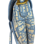 Christian Dior Blue/White Oblique Embroidered Saddle Bag