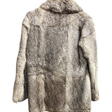 Vintage Grey Rabbit Fur Pink Liner Coat (Tagged 11)