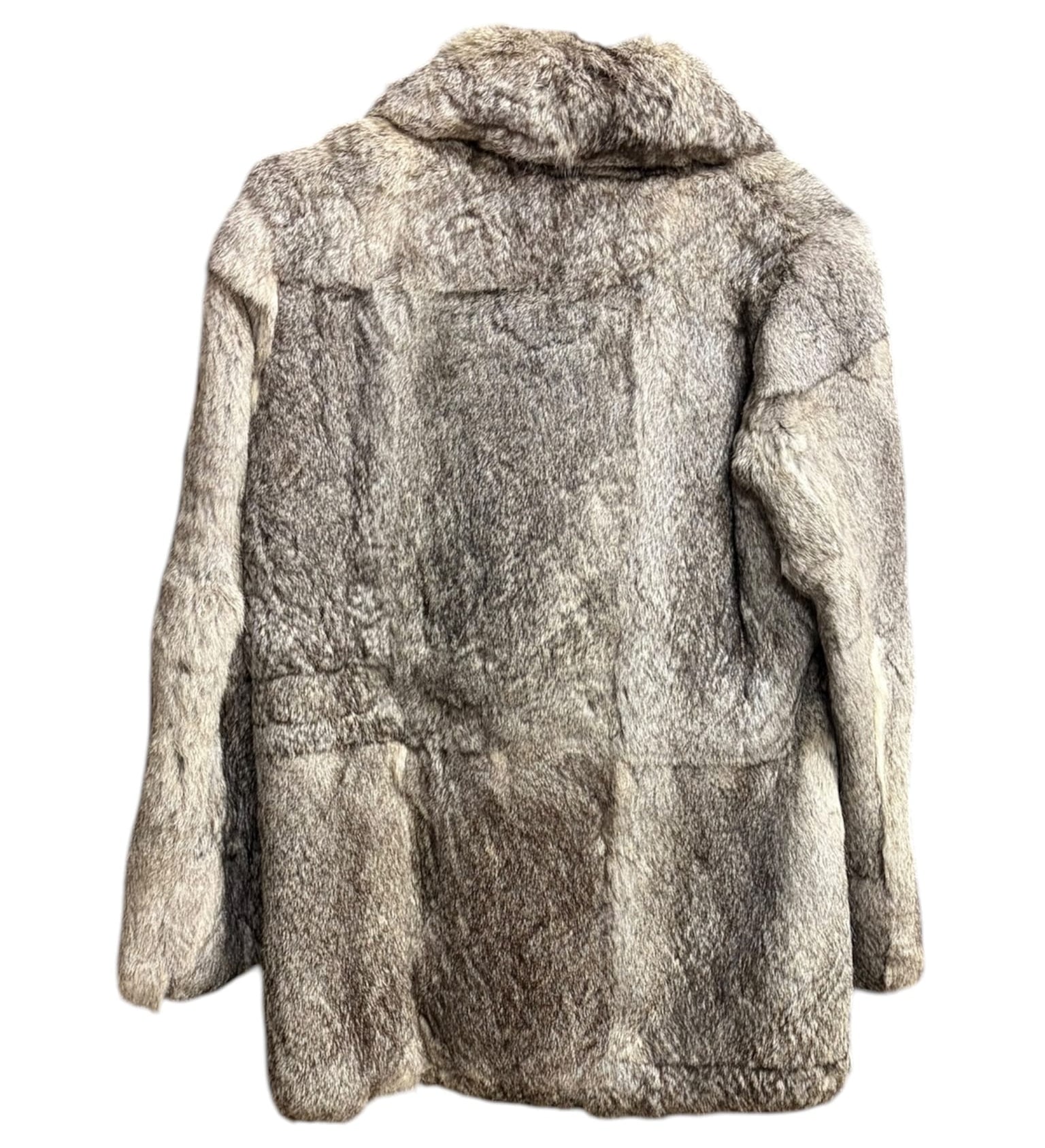 Vintage Grey Rabbit Fur Pink Liner Coat (Tagged 11)