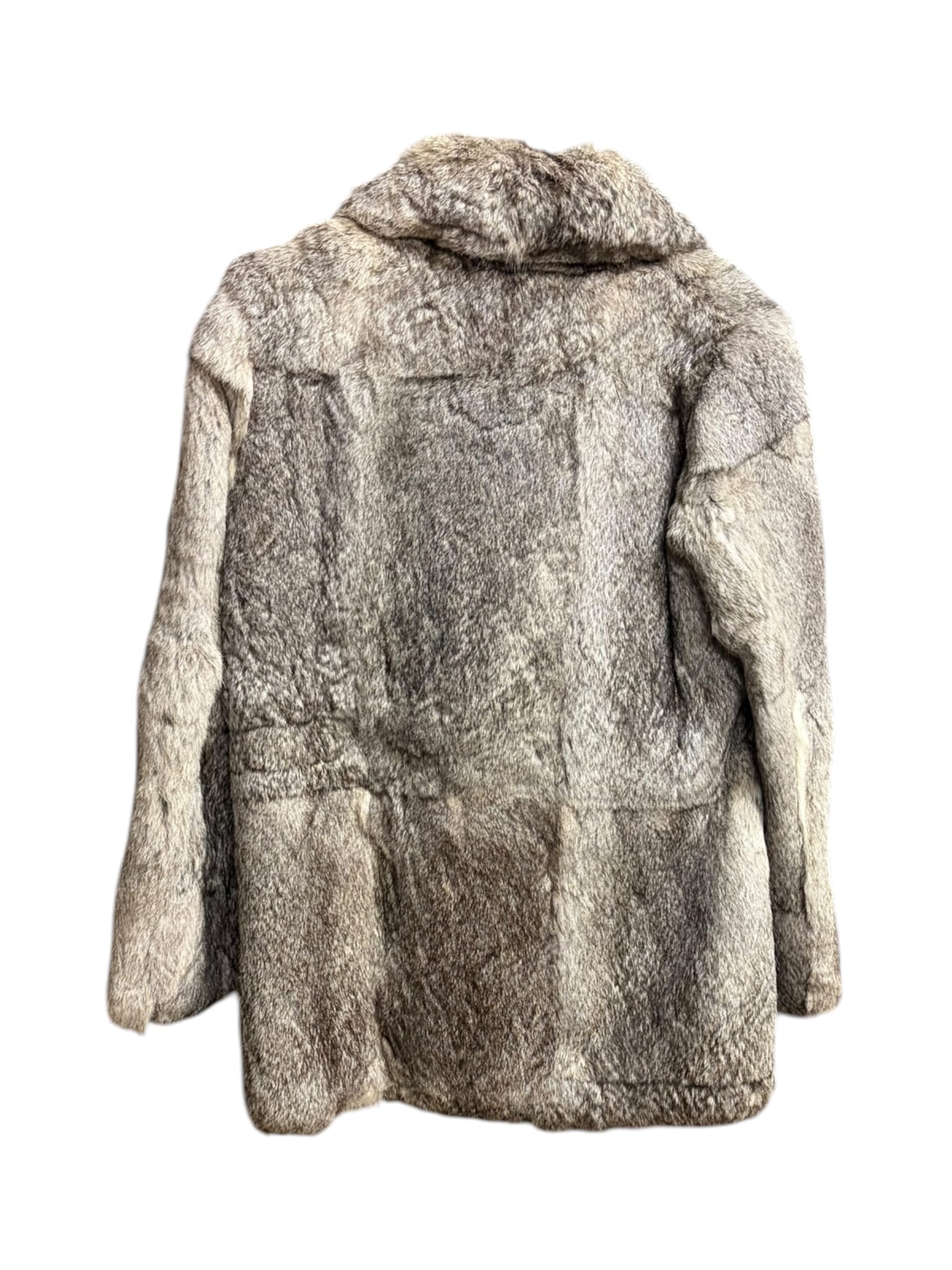 Vintage Grey Rabbit Fur Pink Liner Coat (Tagged 11)