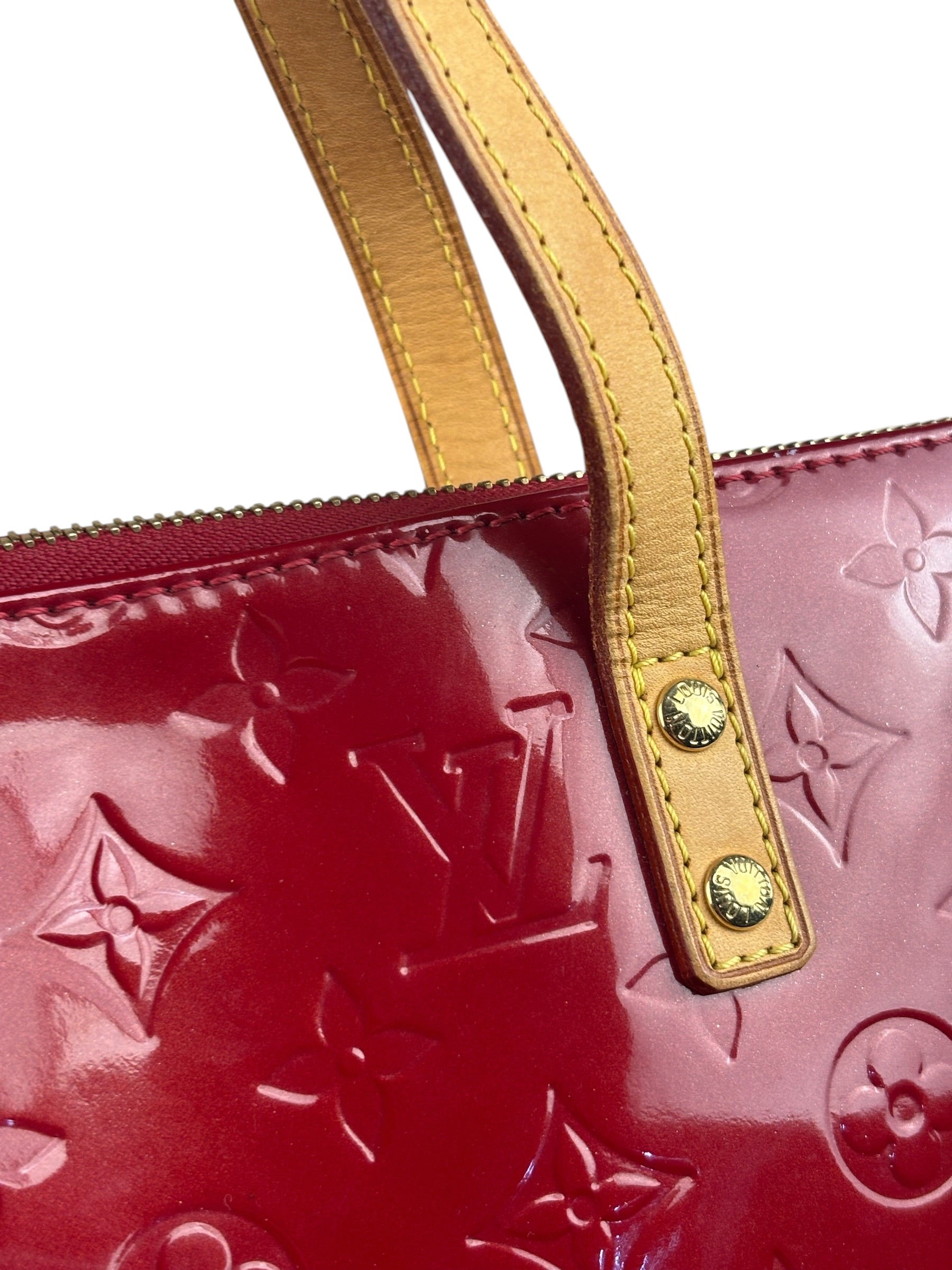 Louis Vuitton Red Leather Monogram Vernis Bellevue Handbag PM