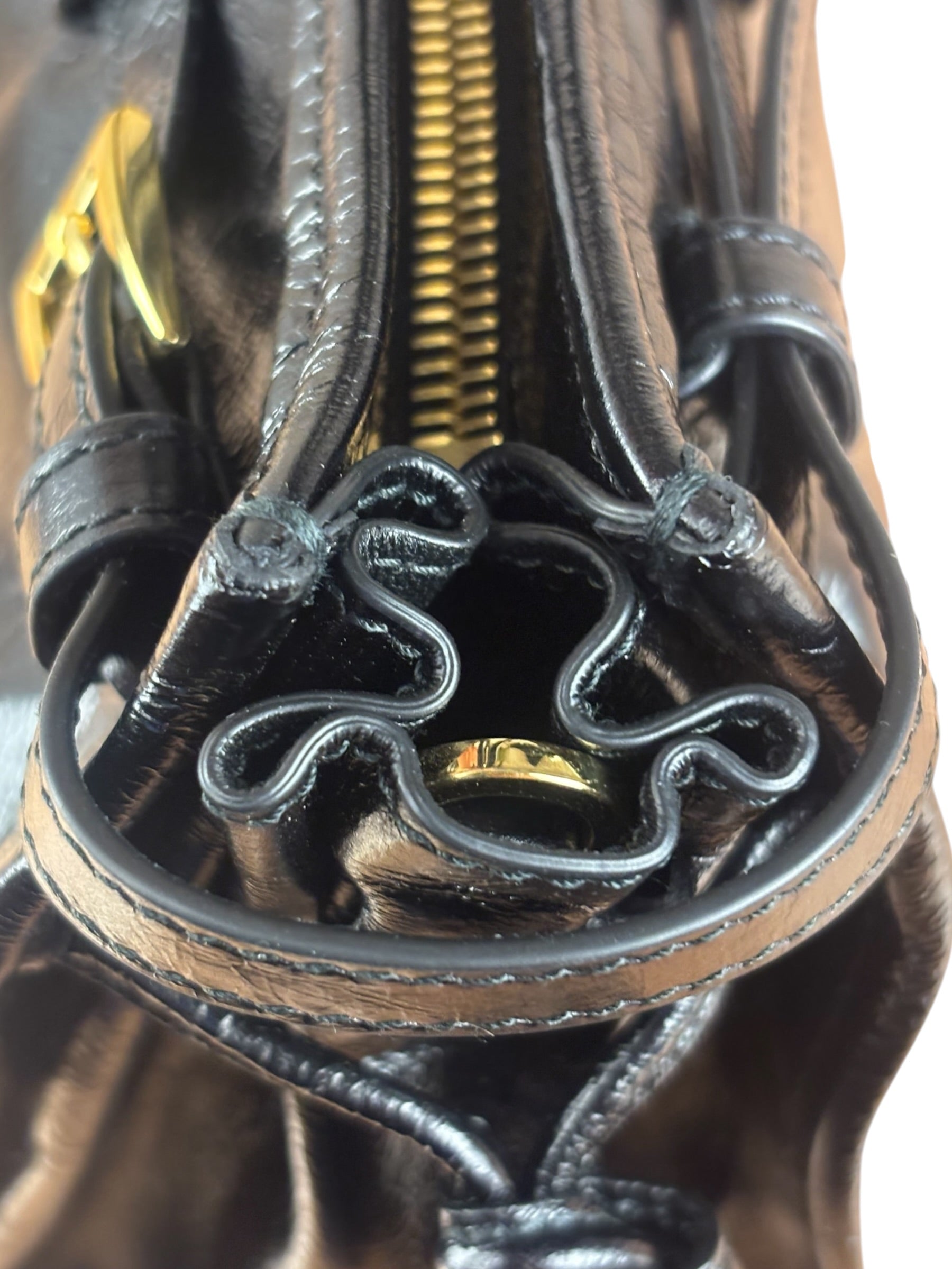 Prada Calfskin Bonnie Shoulder Bag Black
