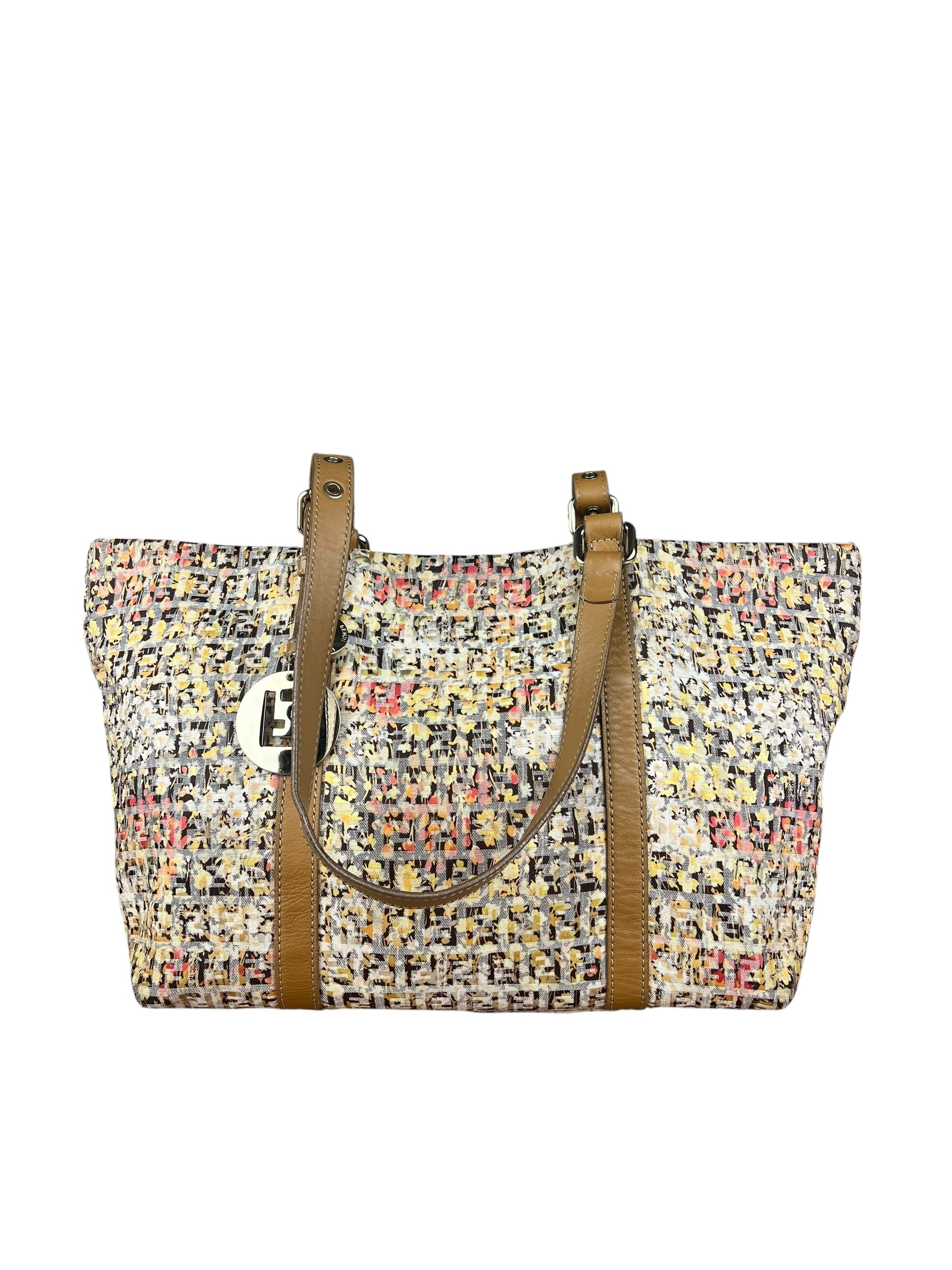 Fendi FF Floral Zucchino Shoulder Tote