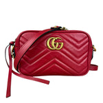 Gucci Leather GG Red Marmont Crossbody