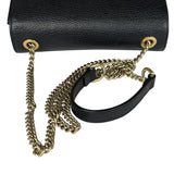 Gucci Black Leather G Interlocking Small Chain Shoulder Bag