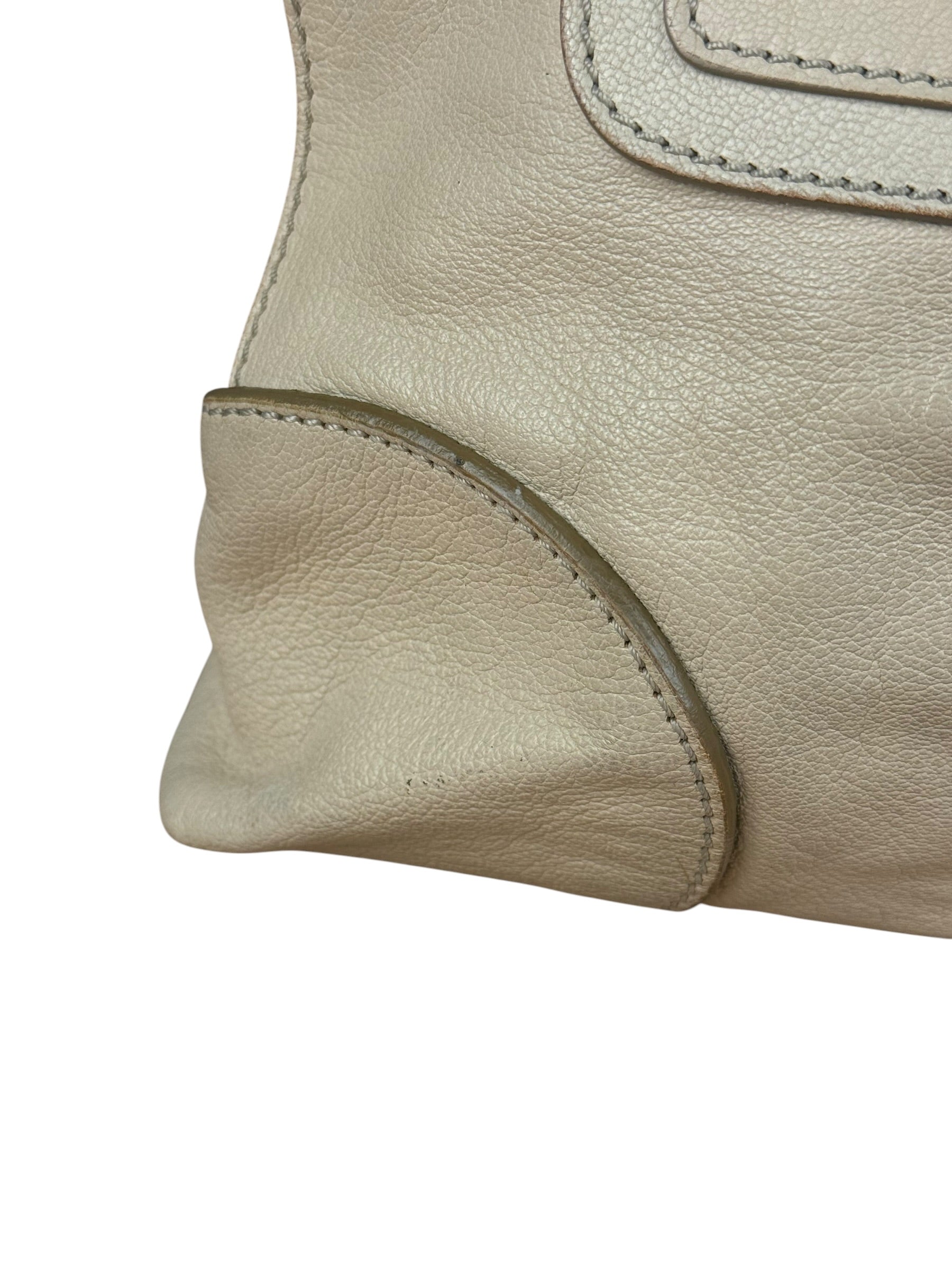 Celine Vintage Ivory Leather Boogie Handbag