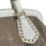 Prada Beige Vitello Trimmed Canapa Bag
