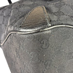 Gucci Black Leather Trim GG Horsebit Shoulder Bag