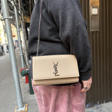 Saint Laurent Kate Grain De Poudre Chain Bag Beige