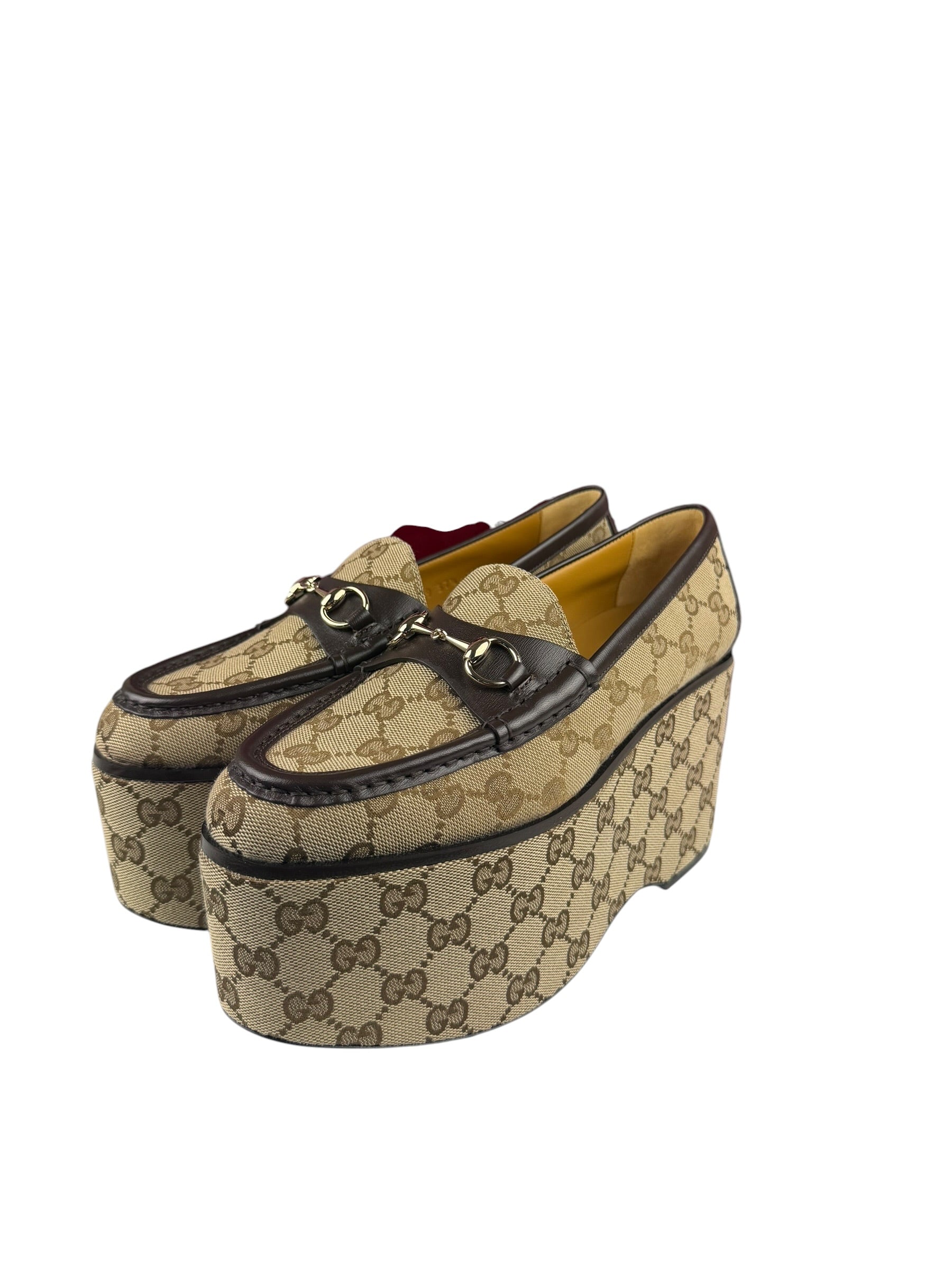 Gucci Horsebit GG Canvas Platform Loafers
