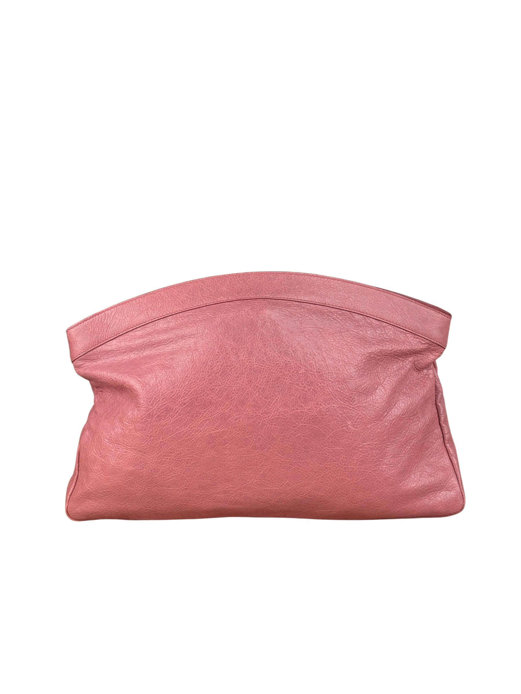 Balenciaga Rose Burbon Leather Large Premier Clutch Bag