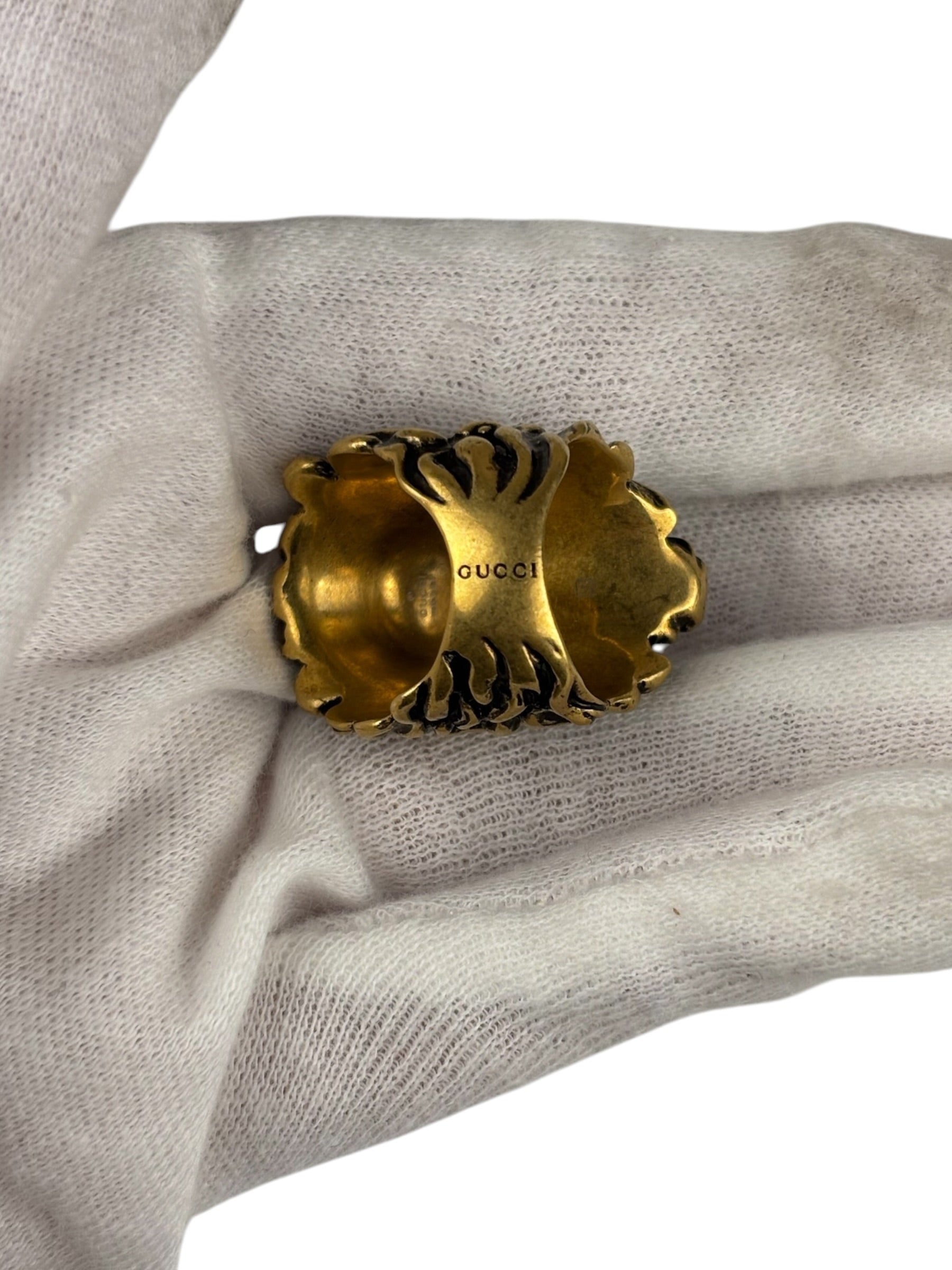 Gucci Lion Head Blue Crystal Ring