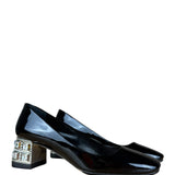 Miu Miu Black Patent Crystal Embellished Pumps