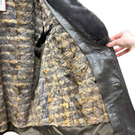 Vintage Grey Fur Lined Leather Blazer Coat