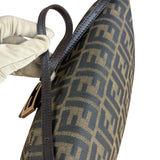 Fendi Brown Leather Trim Zucca FF Monogram Baguette