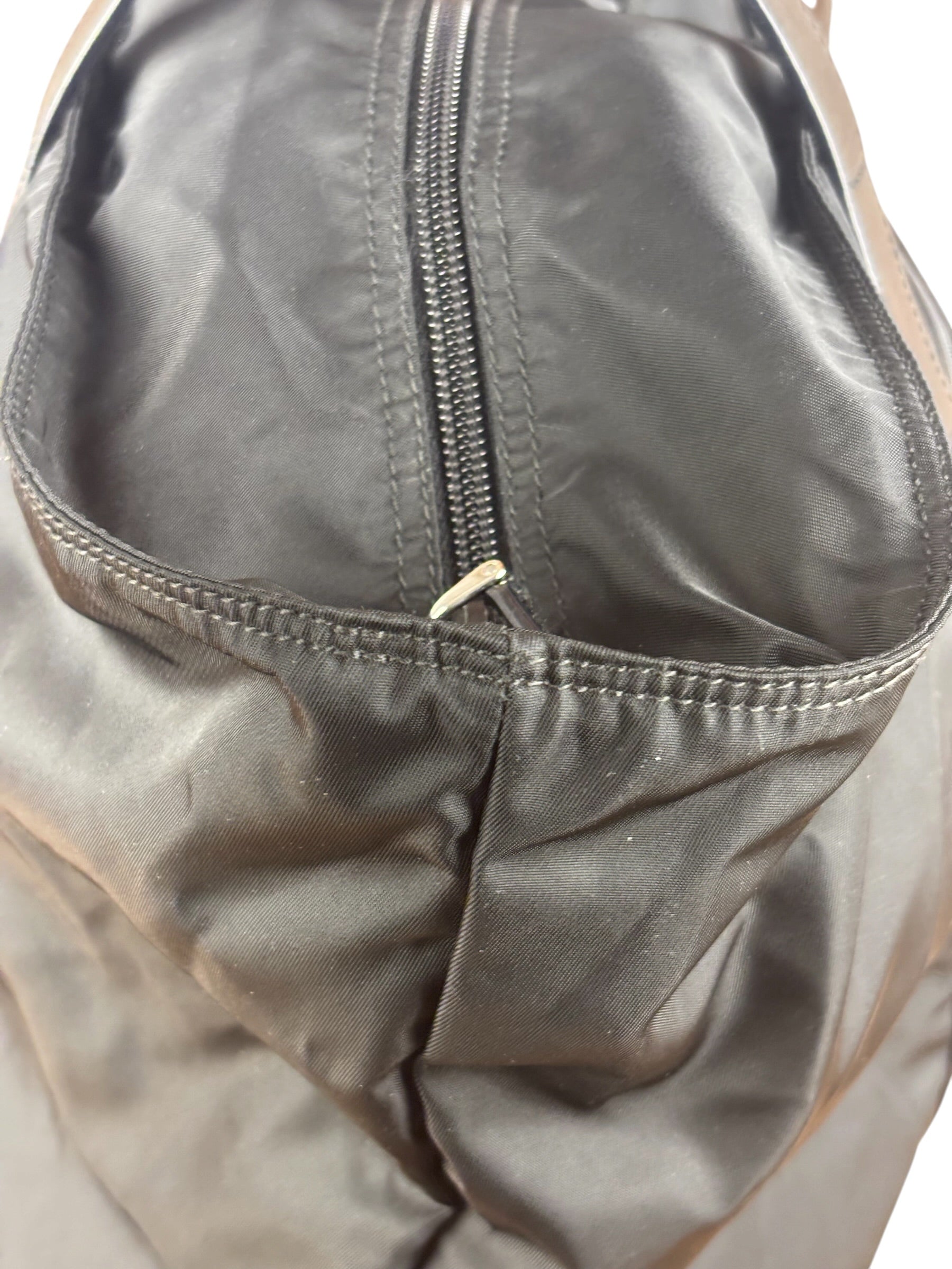 Prada Black Saffiano Leather Strap Tessuto Nylon Tote Bag