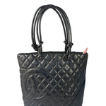 Chanel Black Quilted Leather CC Cambon Ligne Tote 2000s