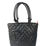Chanel Black Quilted Leather CC Cambon Ligne Tote 2000s