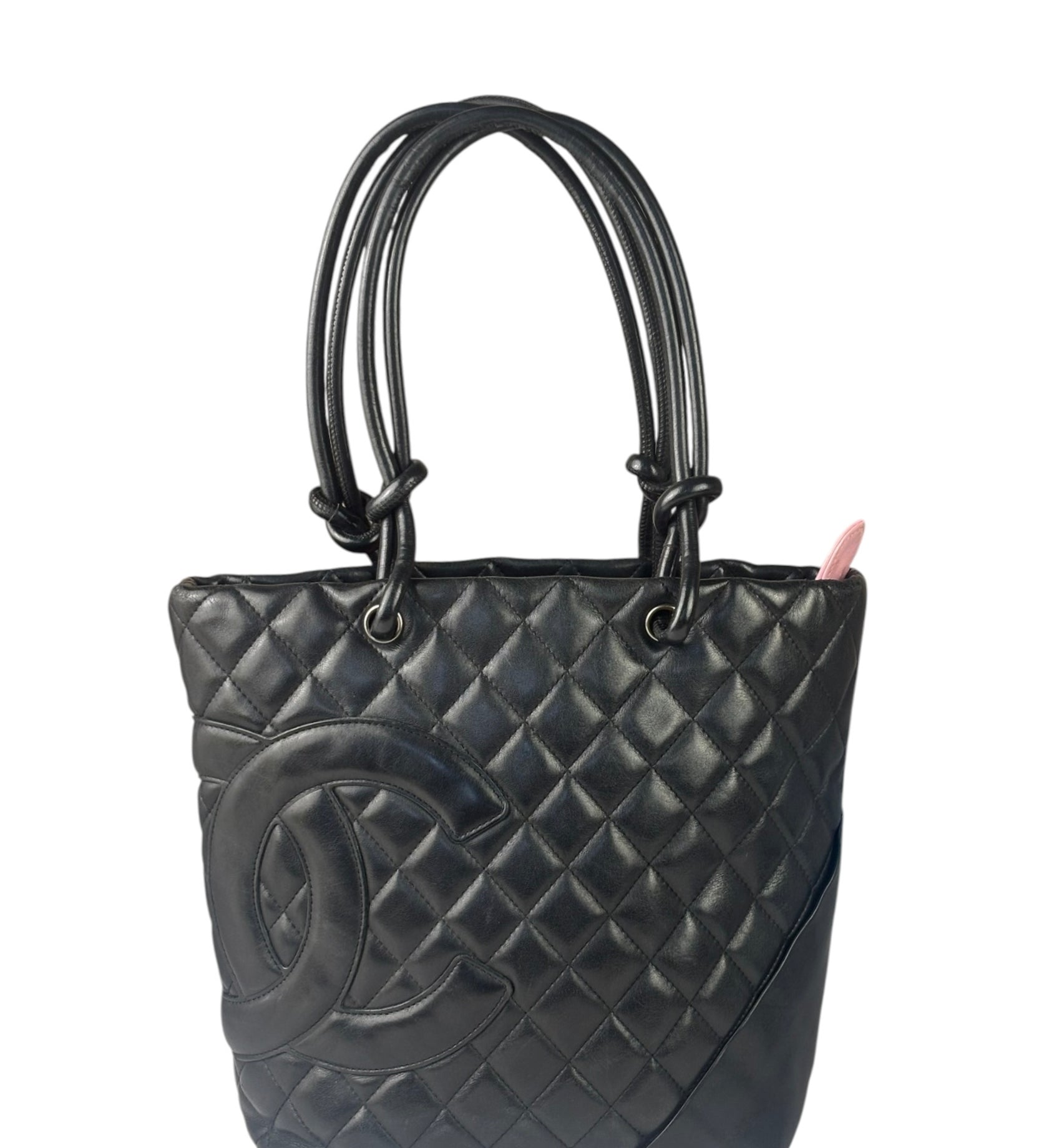 Chanel Black Quilted Leather CC Cambon Ligne Tote 2000s