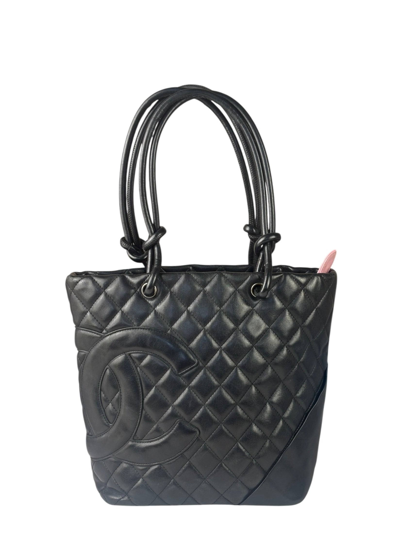 Chanel Black Quilted Leather CC Cambon Ligne Tote 2000s