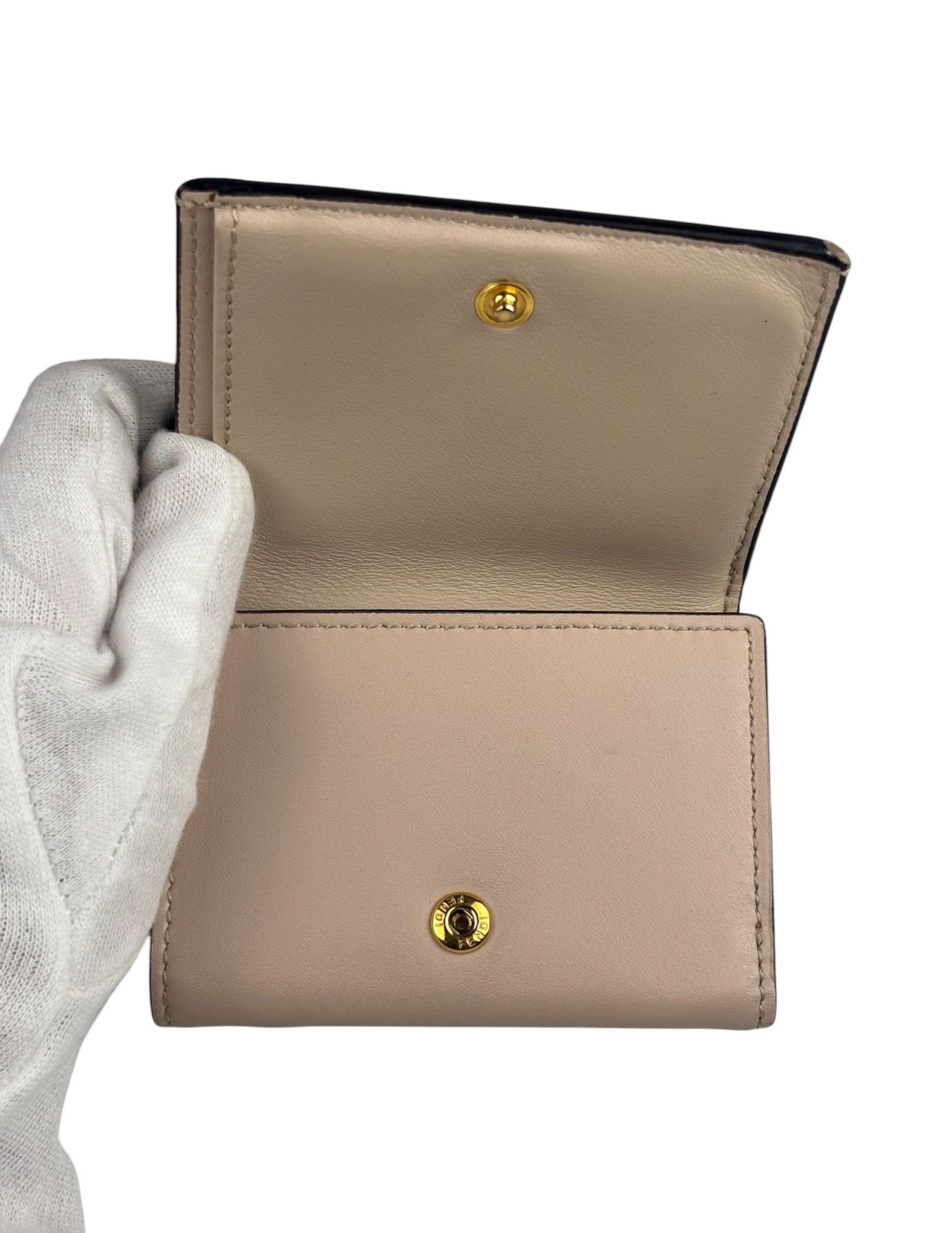 Fendi F Nude Pink Micro Trifold Wallet