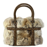 Ferragamo Vintage Fur Rattan Top Handle Bag