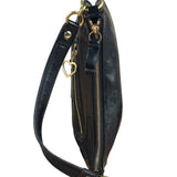 Coach Black Poppy Liquid Gloss Leather Storypatch Hobo Bag