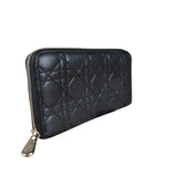 Christian Dior Vintage Black Quilted Leather Zippy Wallet