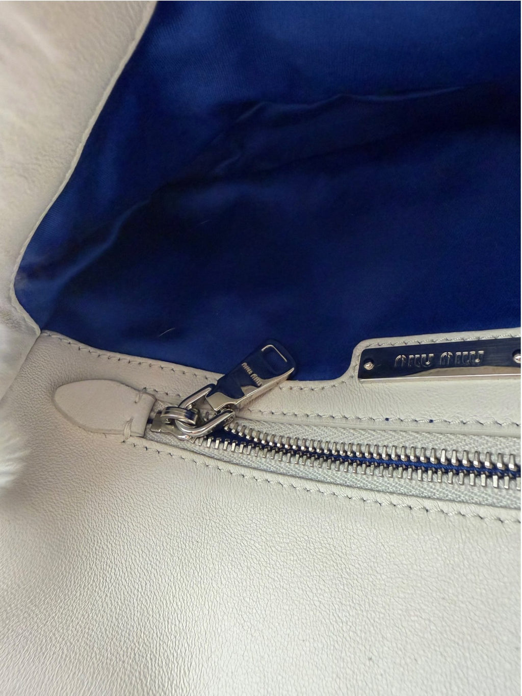 Miu Miu Blue Gradient Fur Crystal Flap Bag