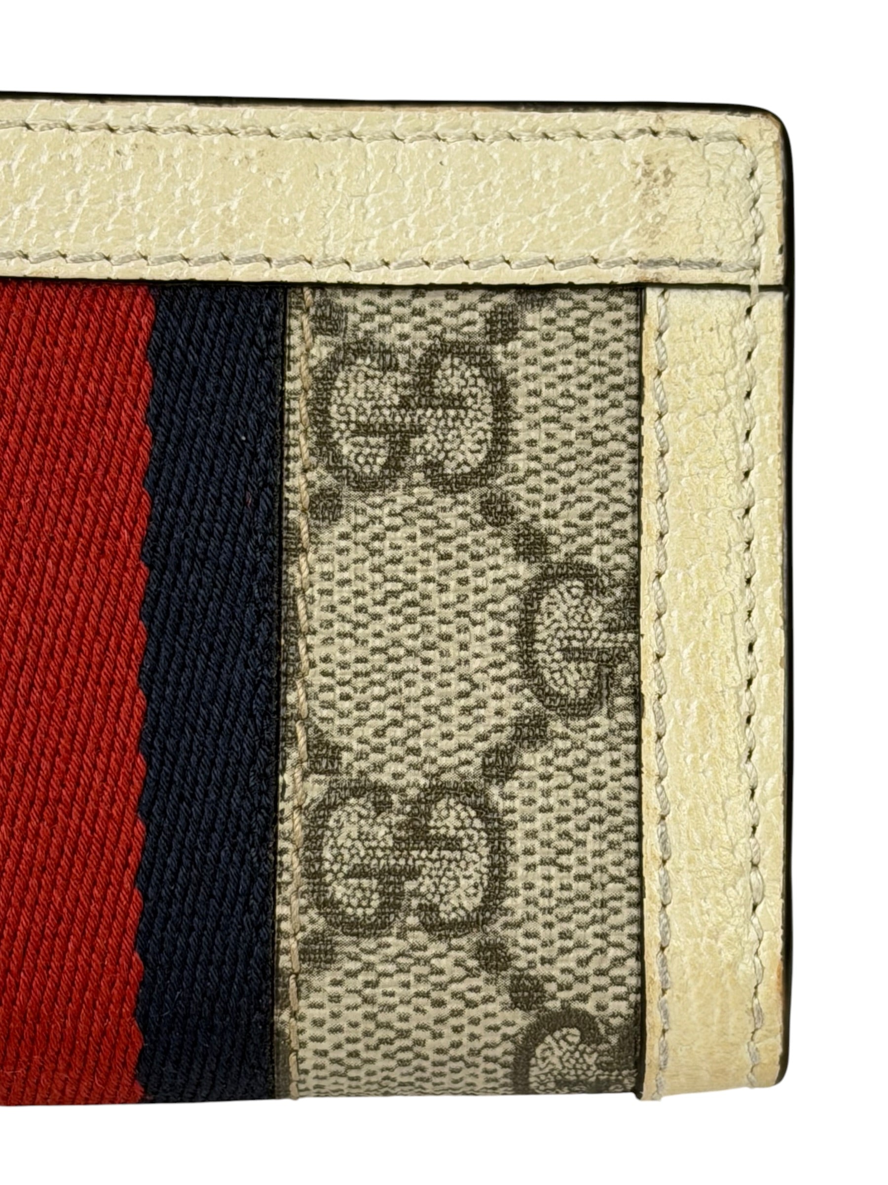 Gucci Beige Leather Trim Ophidia GG Supreme Card Case