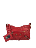 Balenciaga Red Lambskin Motor Cycle Crossbody Bag