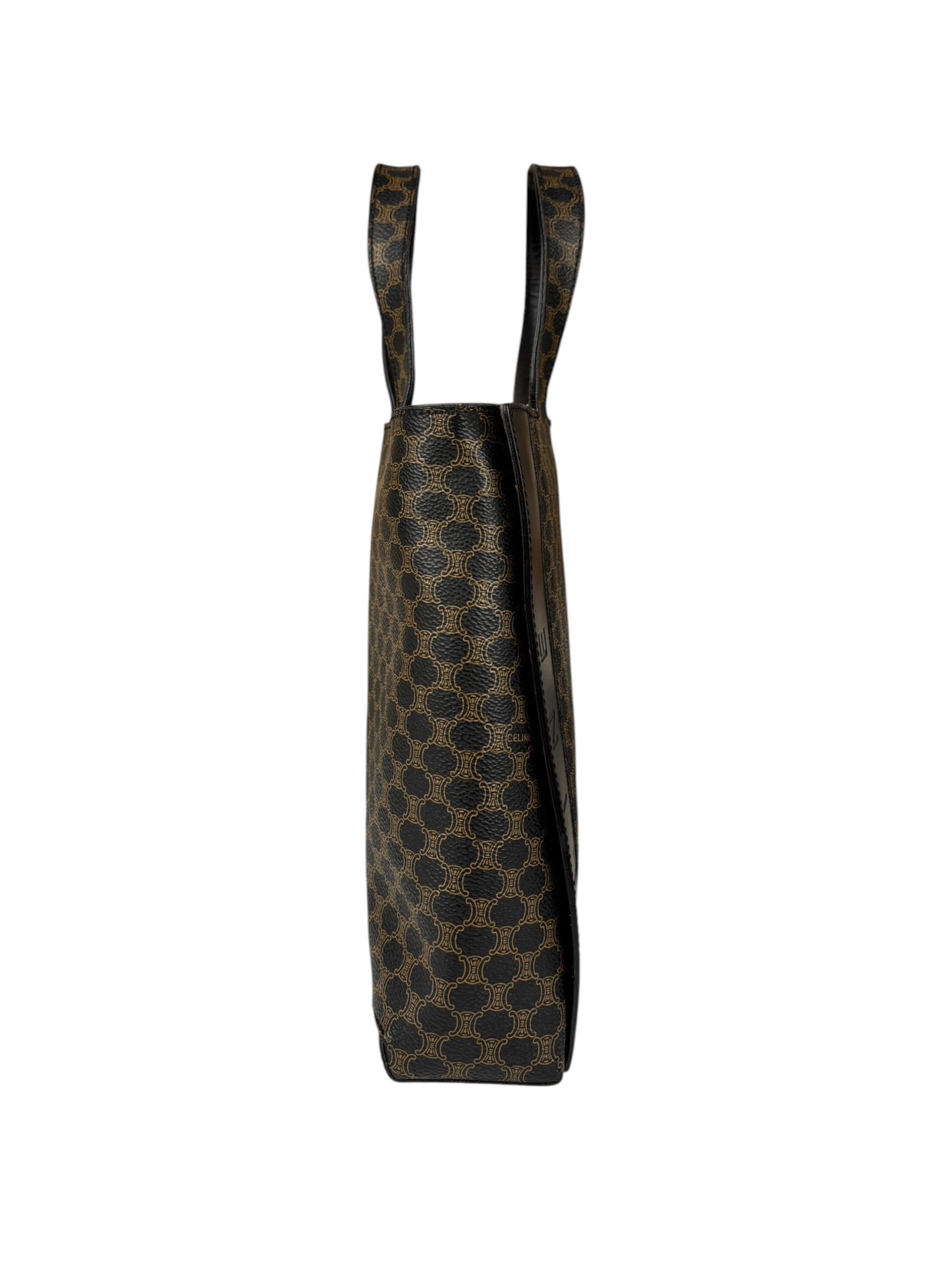 Celine Bicolor Leather Macadam Canvas Tote Bag