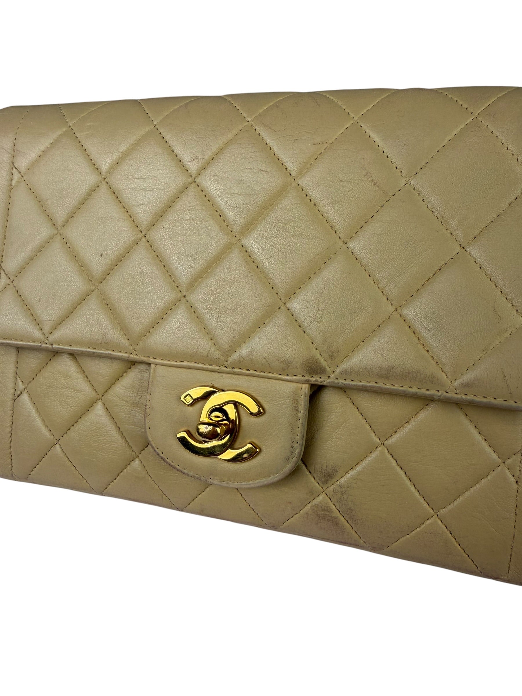 Chanel Vintage Beige Clair Quilted Leather Classic Flap Bag 2004