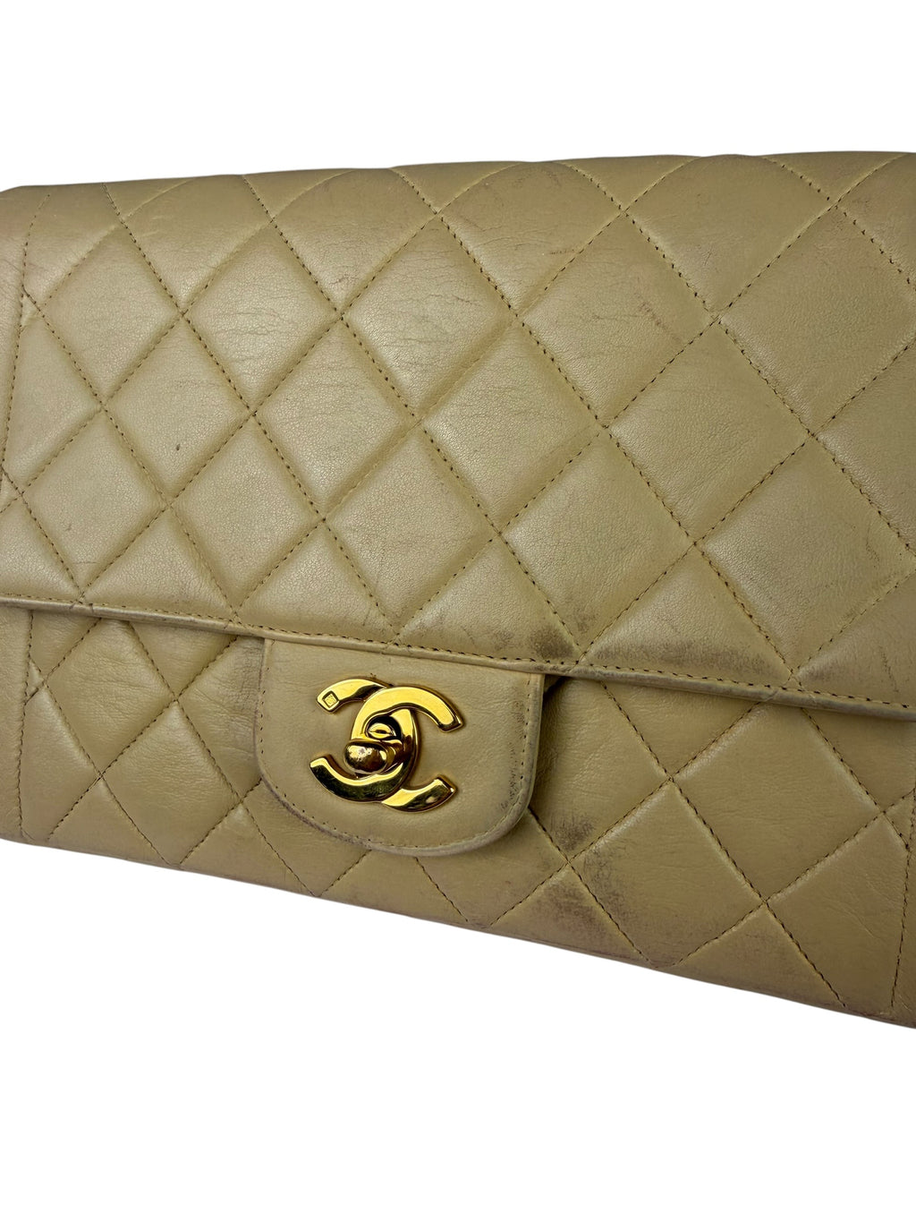 Chanel Vintage Beige Clair Quilted Leather Classic Flap Bag 2004