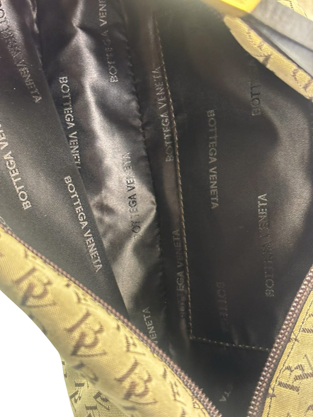 Bottega Veneta Brown/Beige Leather Trim Monogram Shoulder Bag