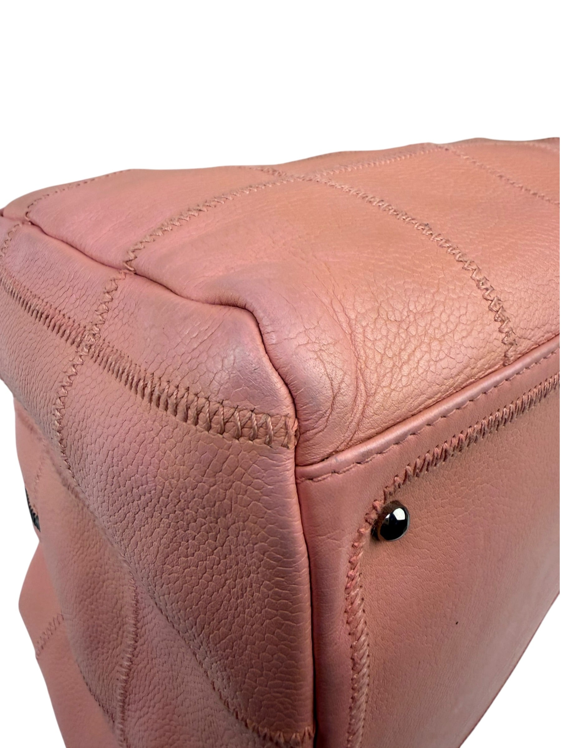 Chanel Pink Caviar Leather Chocolate Bar Bowler Bag 2003