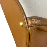 Miu Miu Beige/Brown Bicolor Leather Madras Handbag