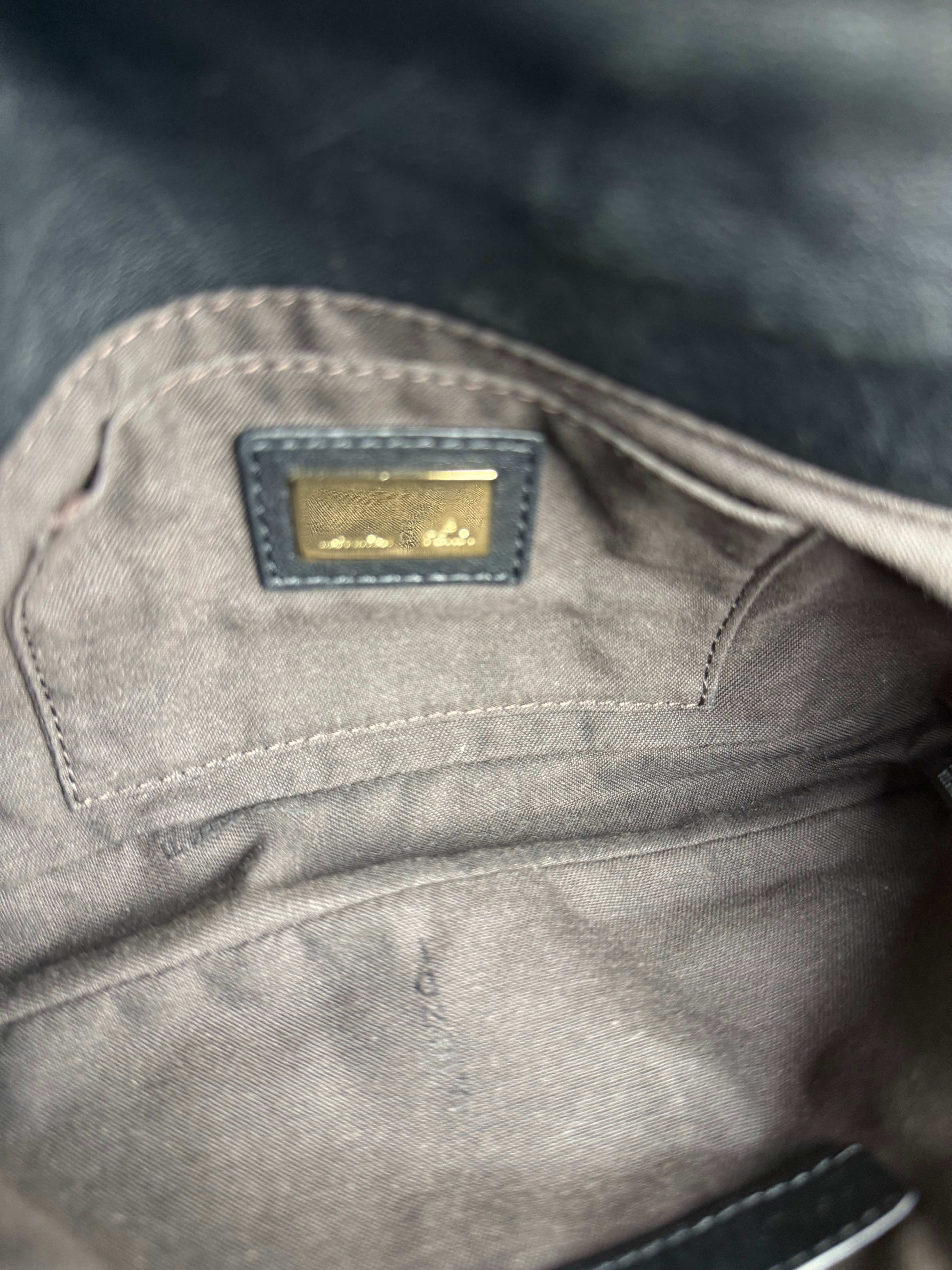 Fendi Black Leather Mini Chain Baguette