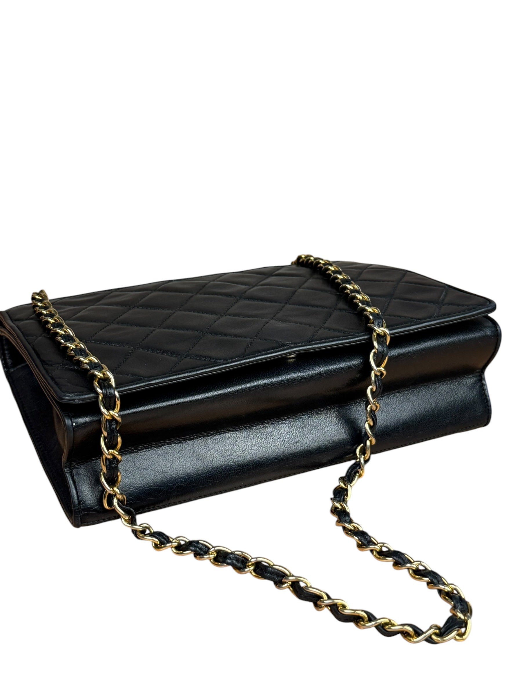 Chanel Black Diamond Stitch CC Timeless Chain Flap Bag '89-'91