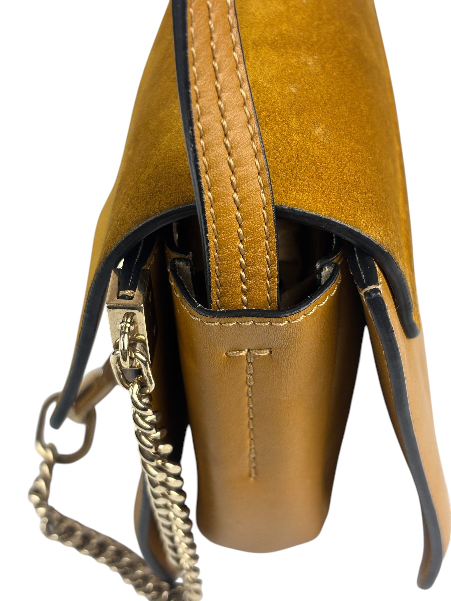 Chloe Mustard Yellow Leather/Suede Faye Bag