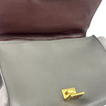 Celine Grey Suede/Leather Crocodile Embossed Trapeze Two-Way Bag