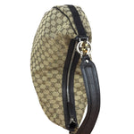 Gucci Vintage Dark Brown Leather Trim GG Canvas Twin Hobo Bag