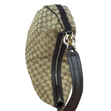 Gucci Vintage Dark Brown Leather Trim GG Canvas Twin Hobo Bag