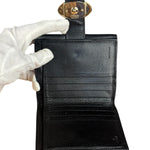 Fendi FF Black Canvas Leather Trim Compact Wallet
