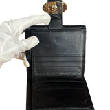 Fendi FF Black Canvas Leather Trim Compact Wallet