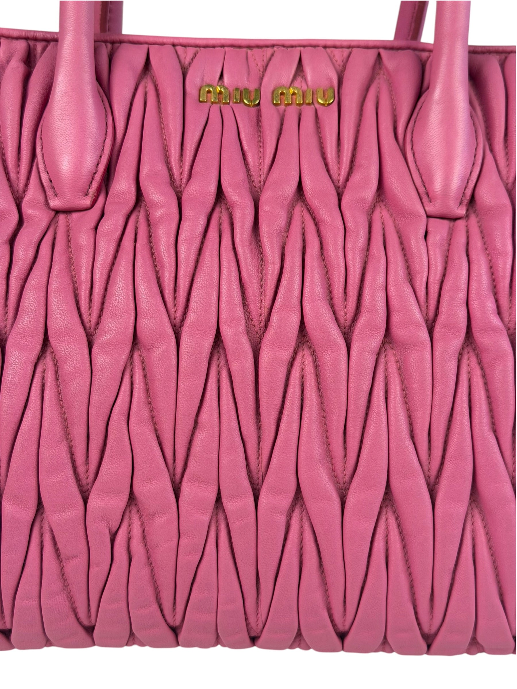 Miu Miu Pink Nappa Leather 2Way Tote Bag