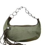 Chanel Olive Green/Brown Leather Trim Interlocking Ring Strap Hobo Bag 2003