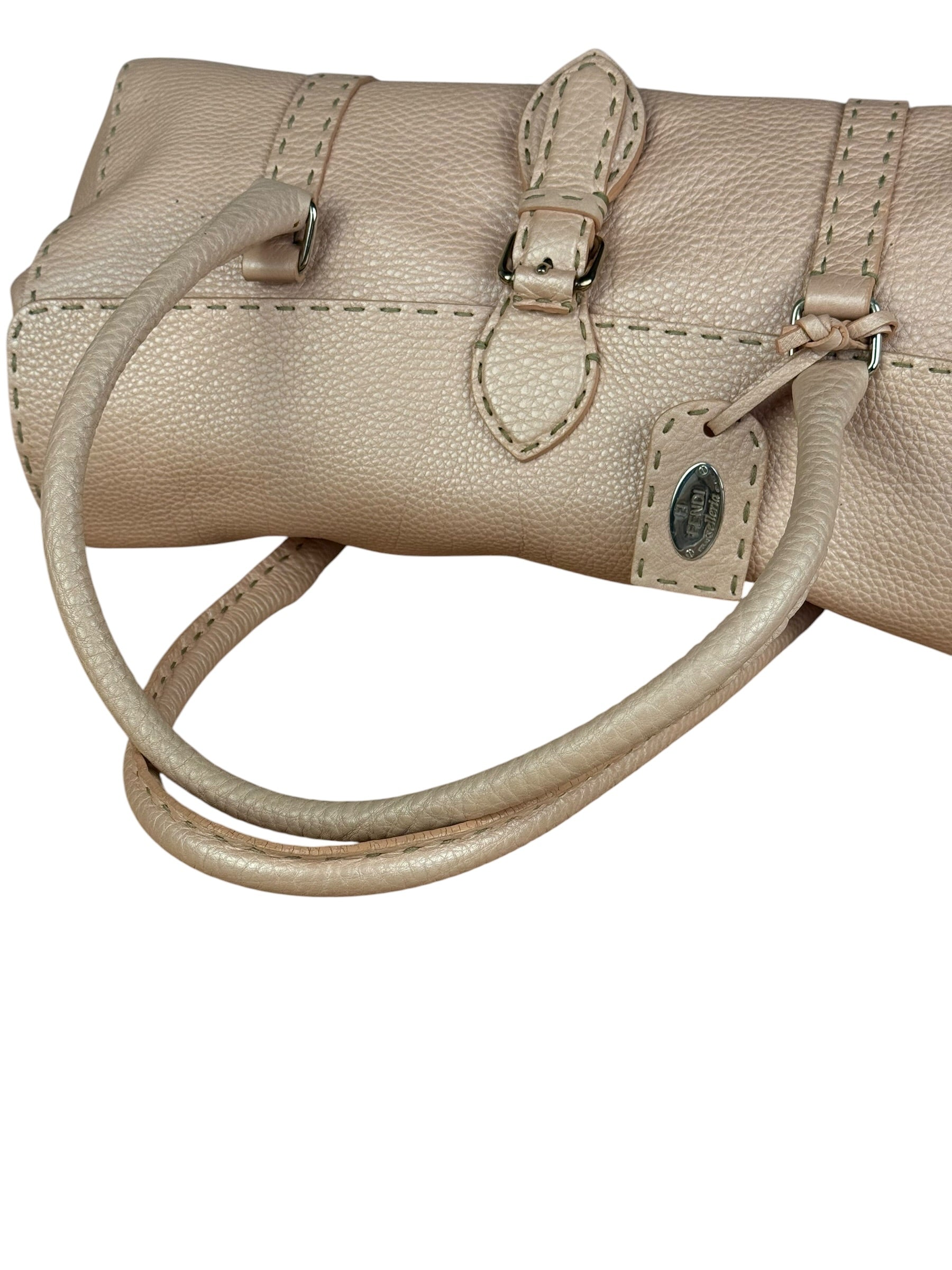 Fendi Light Pink Metallic Vintage Selleria Stitch Lina Handbag